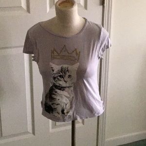 Forever 21 girls USA cat with crown shirt pastel